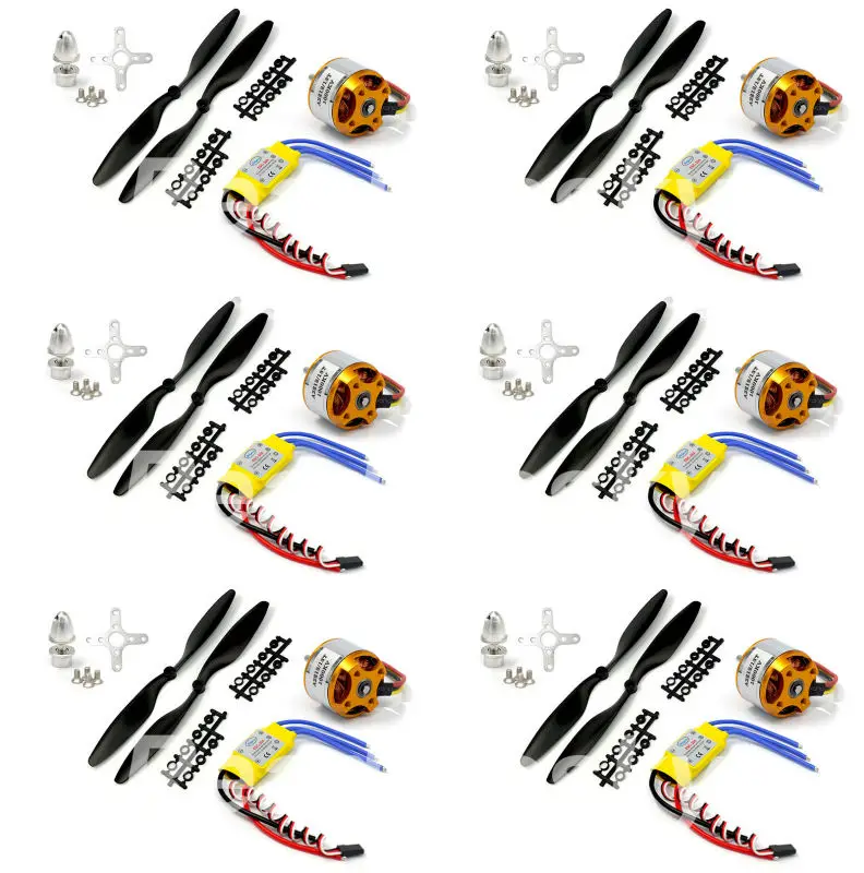 

6set/lot A2212 1000KV Brushless Outrunner Motor +30A ESC+1045 Propeller(1 pair) Quad-Rotor Set for RC Aircraft Multicopter