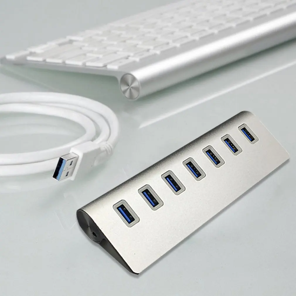 7 портов Алюминиевый USB 3,0 концентратор 5 Гбит/с высокоскоростной+ AC адаптер питания для ПК ноутбук Mac