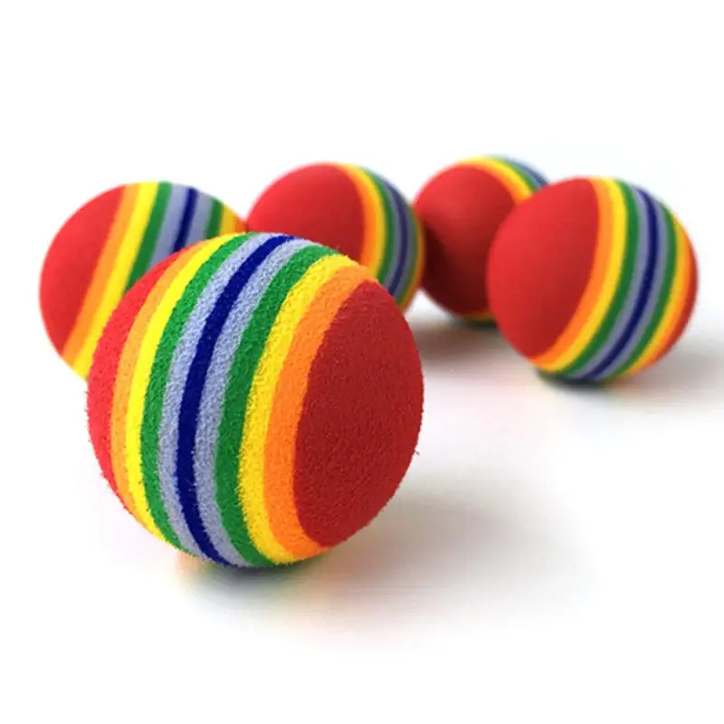 High Quality Rainbow Toy Ball Interactive 3.5cm Cat Toys Play Chew Rattle Scratch EVA Ball Training Pet Supplies Dropshipping