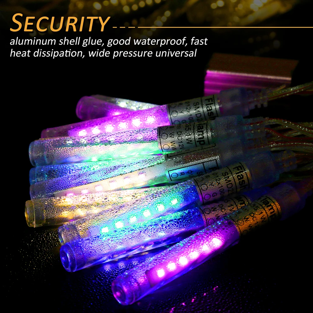 Ice Bar 8 Modes LED Flashing String Light Strobe Light USB Connectable Waterproof Pendant Light for Wedding Party Xmas Decor D20