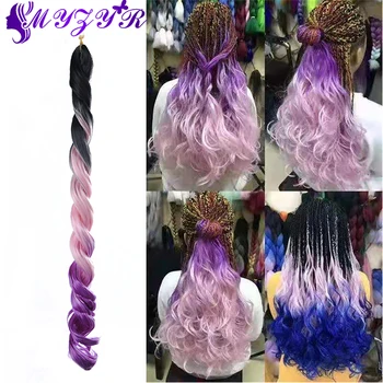 

ZYR 110g Wave Braids Synthetic Ombre Wigs For Women High Temperature Fiber Hair Extension Black 4# 27# Bug color
