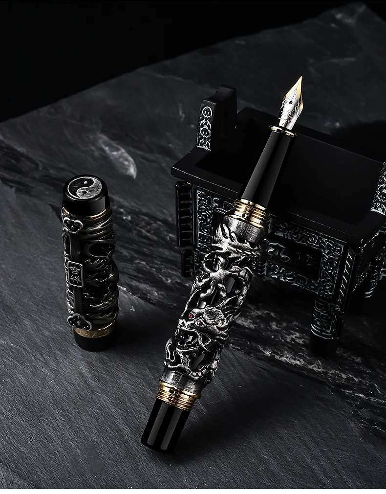Jinhao caneta tinteiro dragon e phoenix, caneta