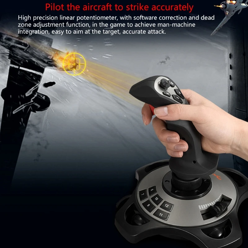 1Pc PXN-2113 Flight Joystick Has 12 Programmable Buttons And Vibration Function Suitable For PC Windows XP/7/8/10 System