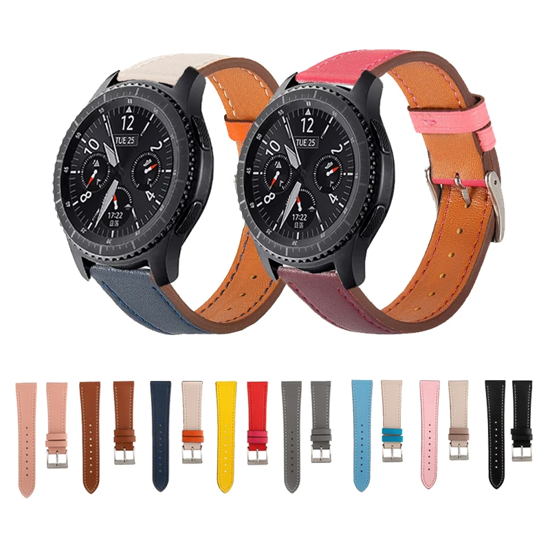 

leather Strap Classic For Samsung Gear sport S2 S3 for Samsung galaxy watch 42mm 46mm Band 22MM