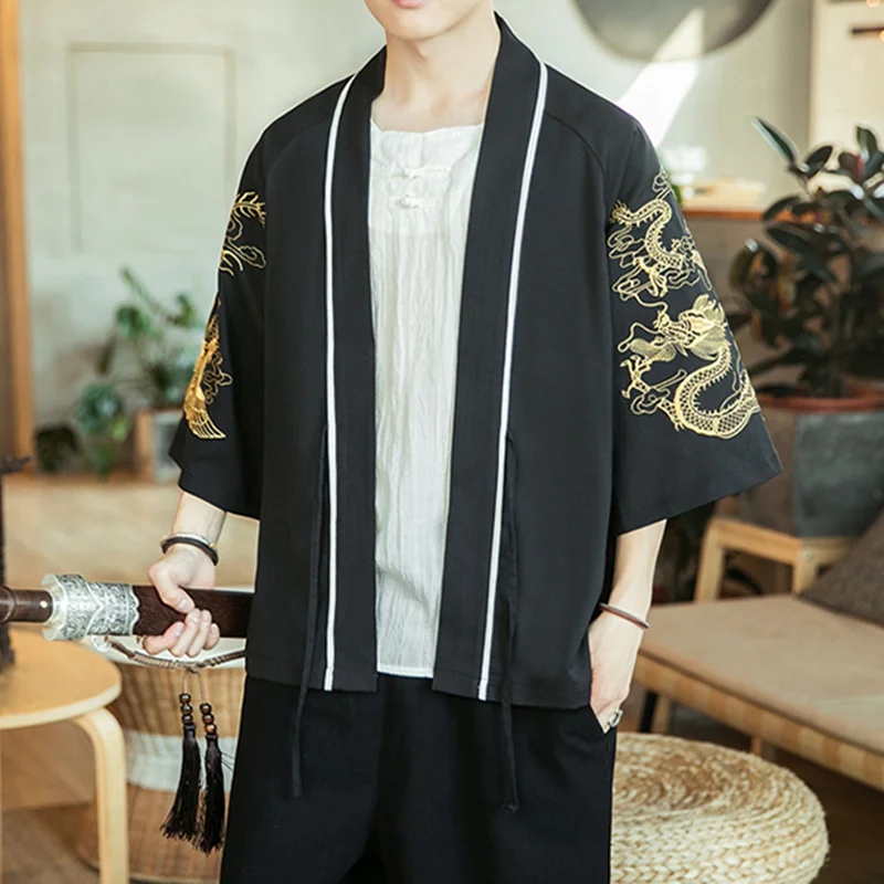 Crane Embroidery Haori Kimono Harajuku Japanese Style Plus Size Men Samurai Costume Yukata Asian Clothes Cardigan Women Jacket Crane Embroidery Haori Kimono Harajuku Japanese Style Plus Size Men Samurai Costume Yukata Asian Clothes Cardigan Women Jacket
