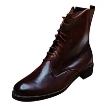 SAGACE/Классические ботинки; мужские зимние ботинки; Мужская обувь высокого качества на плоской подошве с круглым носком на низком каблуке; обувь на шнуровке; рыцарские рабочие ботинки в западном стиле; Уличная обувь