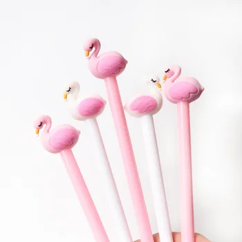 

2 pcs/lot 0.5mm Creative Flamingo Swan Gel Pen Signature Pen Escolar Papelaria School Office stationery Supply Promotional Gift