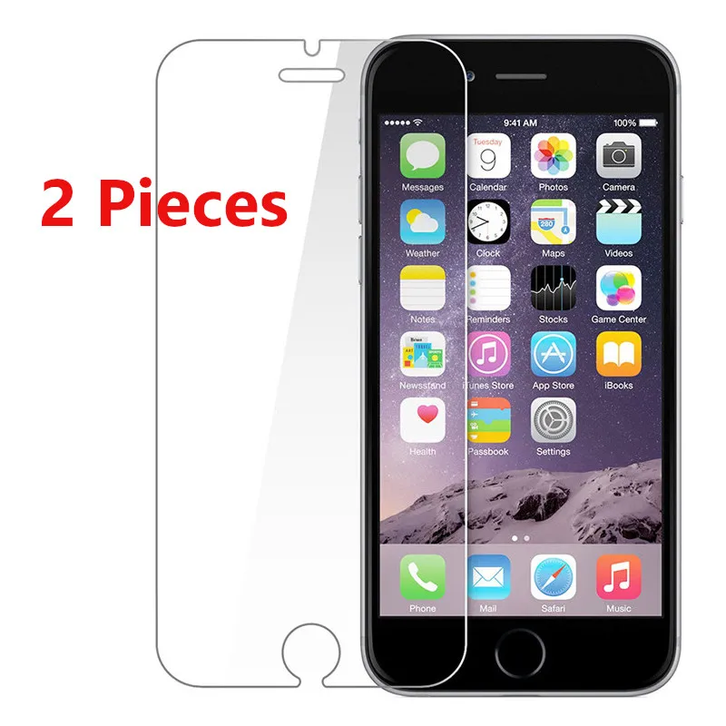 

2 Pieces/ Set Tempered Glass For iPhone X XS Max XR 8 7 6 S 6S Plus 11 2019 5S 5 S SE 5C 4 4S 8Plus Screen Protector Glass Case