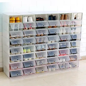

1Pcs Stackable Dustproof Shoes Box Transparent Storage Shoe Box Organizer Household DIY Shoe Box Thickened Drawer Divider Home