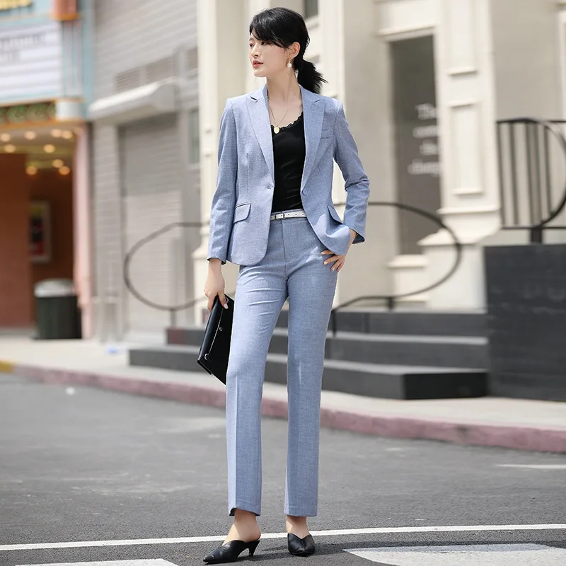 

Women's suits new style professional pants suit female bamboo section linen pattern waist fashion small suit jacket two-piece