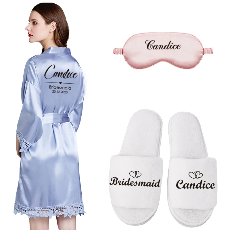 蓝灰色 robe shoe mask