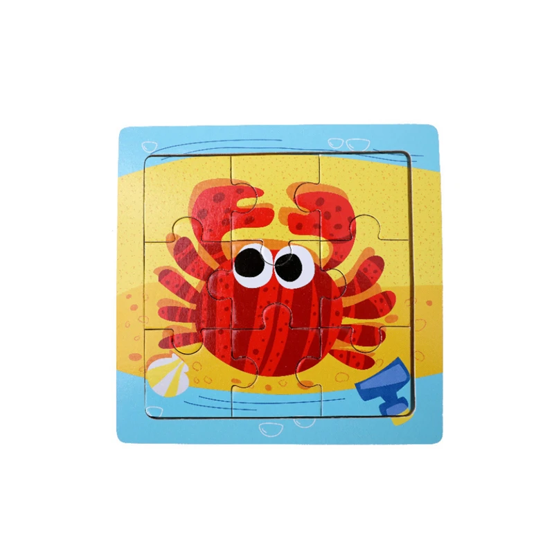 crab Деревянные детские головоломки раннее образование обучающая игрушка мультфильм 3D шаблон, чтобы дать детям лучшее образование подарок - Цвет: crab
