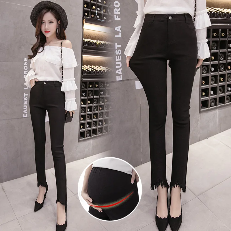 

2018 New Style Spring And Summer Elasticity Abdominal Support Skinny Pants Outer Wear Slit Capri Pants Autumn And Winter Base Pa