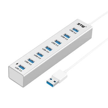 

Portable 5Gbps USB 3.0 7 Ports Super Speed Aluminum Alloy USB Hub Charing Charger US Plug for PC Macbook Laptop