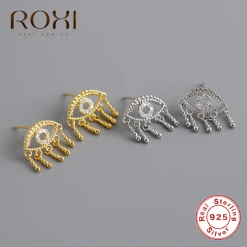 

ROXI 100% 925 Sterling Silver Mini Zircon Eye Small Stud Earrings for Women White CZ Crystal Earring Mujer Brinco Love Gift
