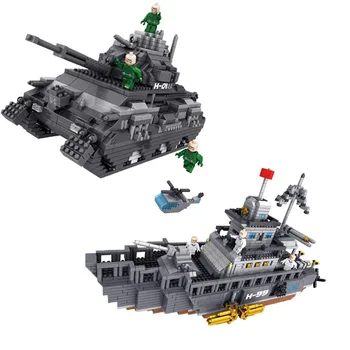 

mini Building Blocks Educational Creative Assembled Children Creative Toy Tank Boat Series