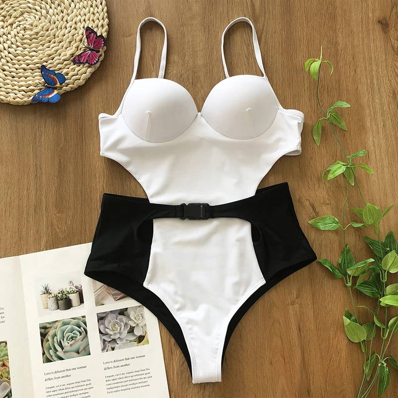 Цельный купальный костюм для женщин 2020 новые купальные костюмы пуш ап с высокой