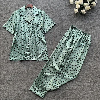 

Fiklyc Sexy Pajamas Women's Lapel Home Service Suit Silk Pajamas Women Spring And Summer Shorts Trousers Thin Pajamas Women