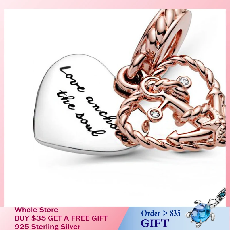 

HOT Summer Ocean series 925 Sterling Silver Rope Heart Love Anchor Dangle Charms fit Original Pandora Bracelets Beads