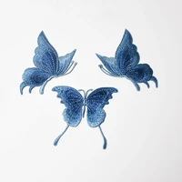 3Pcs Blue Lace Embroidered Butterfly Patches – Sew On Applique for Dresses, Costumes, Jackets, DIY Crafts & Dance Wear