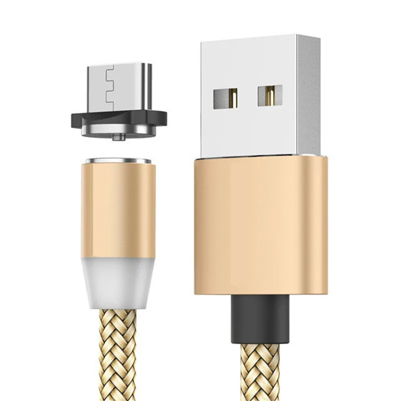 Gold cable and plug ВЫСОКАЯ ЧЁТКОСТЬ, быстро заряжающийся мобильный телефон Магнитный USB кабель светодиодный для iphone huawei honor 20 pro lite 7a 7c 6c 6a 5a 7x 8x 8a 8c 8 10 9 lite - Цвет: Gold cable and plug