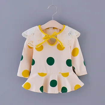 

New Baby Girls Dresses Bebe Clothes Long Sleeve Autumn Spring Dot Printed Lovely Ruffles Flouncing Tutu Dress Children Outfits