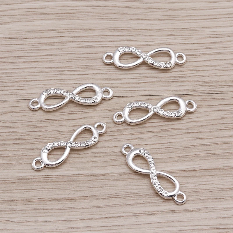 레슬리 20pcs 23x10mm 크리스탈 인피니티 매력 보석 만들기 패션 귀걸이 펜던트 팔찌 목걸이 매력 액세서리