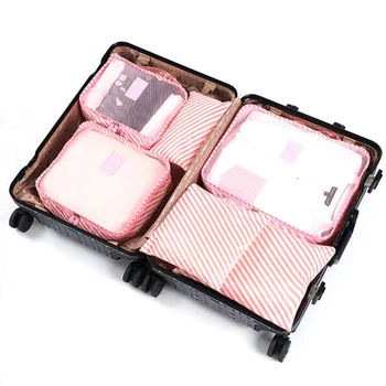 

6Pcs/Set Women's Oxford Flamingo Travel Bags Waterproof Traveling Packing Cube Luggage Organizer Suitcase Accessories Supplies