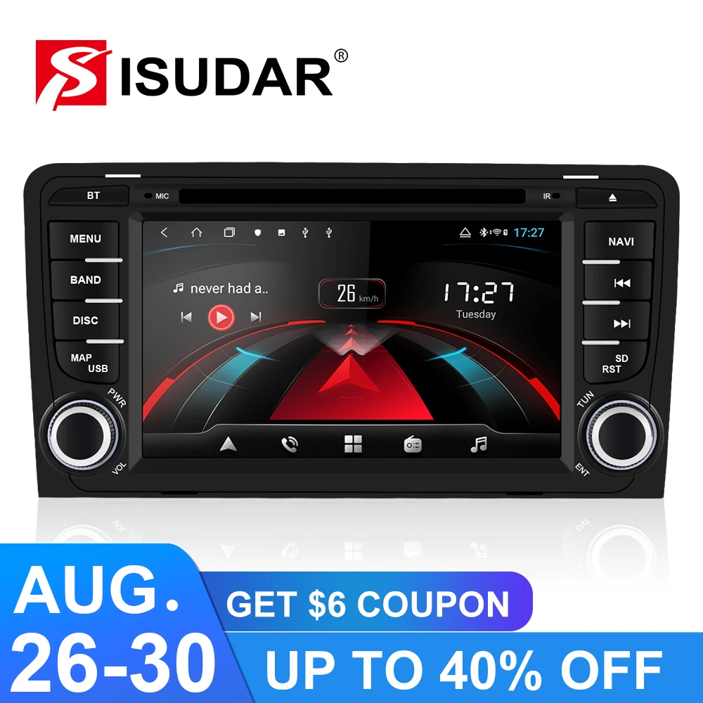 

Isudar H53 2 din Car Radio Multimedia Player Android For Audi/A3/S3 2002-2013 GPS Octa Core 4GB 64GB 1080P Camera DSP USB DVR FM