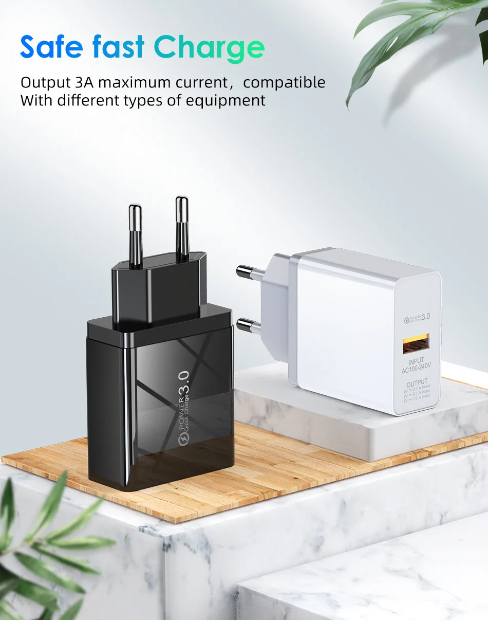 USLION быстрое зарядное устройство 3,0 USB зарядное устройство для samsung A50 A30 iPhone 11 Pro Max huawei QC 3,0 адаптер для быстрой зарядки мобильных телефонов