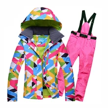 Детская футболка с принтом "Let's Go Лыжный Спорт Для женщин лыжный костюм женский Куртка для снежной погоды Брюки комплекты зимних видов спорта, для катания на сноуборде ветрозащитный Красочные утепленная Лыжная одежда
