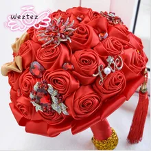 Свадебный букет великолепные шелковые розы Свадебные аксессуары жемчужные свадебные цветы аксессуары SPH243