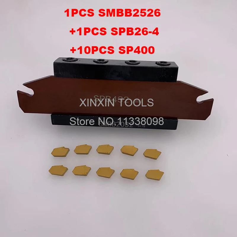 

25mm petiole SPB26-4 1pcs+SMBB2526 1pcs+ SP400 NC3020/NC3030 10pcs=12pcs/set NC3020/NC3030 Machining steel CNC lathe tool