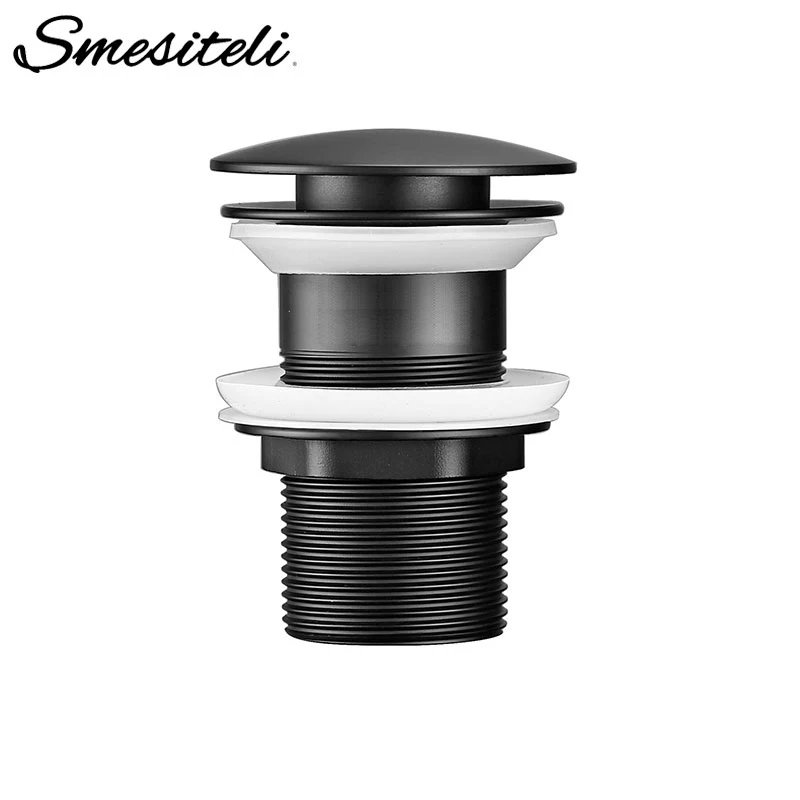Matte Black Gold Bathroom Basin Sink Stainless Steel Drain With Overflow Kitchen Bath Drain Stopper No Hole