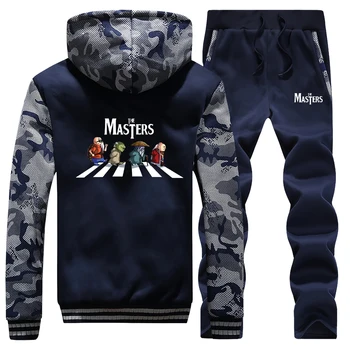 

Master Roshi New Winter Hooded Streetwear Raglan Men Camouflage Dragon Ball Jackets Hoodie Suit Coat Thick+Pants 2 Piece Set