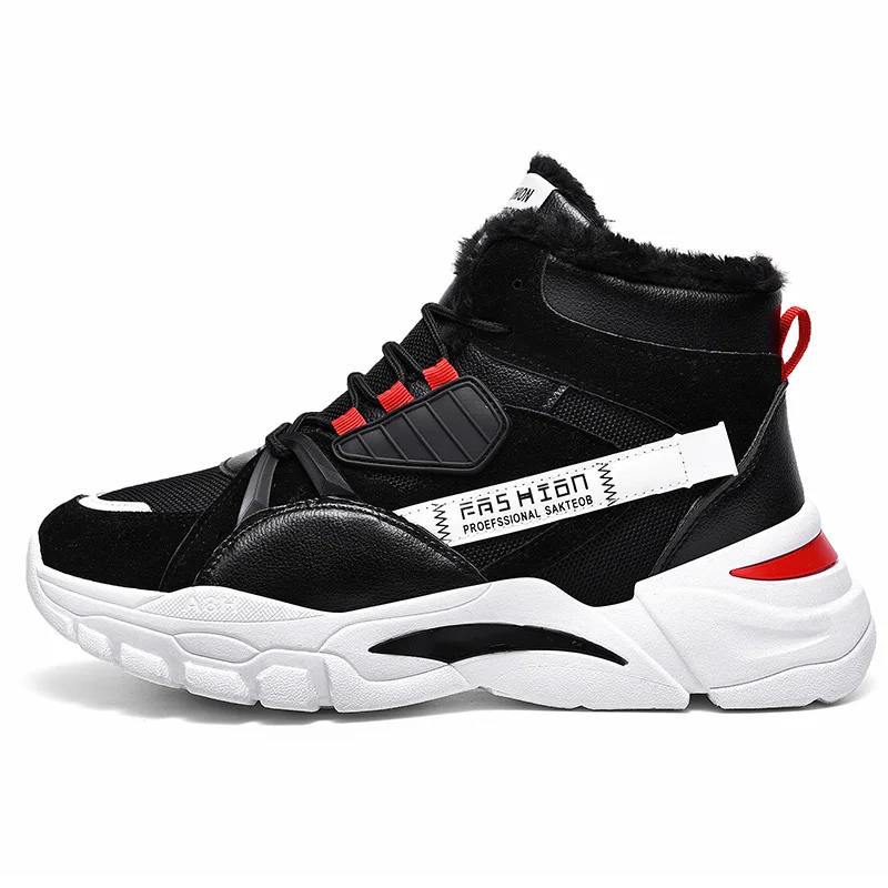 Мужская обувь; удобные баскетбольные кроссовки; зимняя теплая обувь с бархатом; zapatillas hombre; спортивные кроссовки; tenis masculino - Цвет: black Fur 608