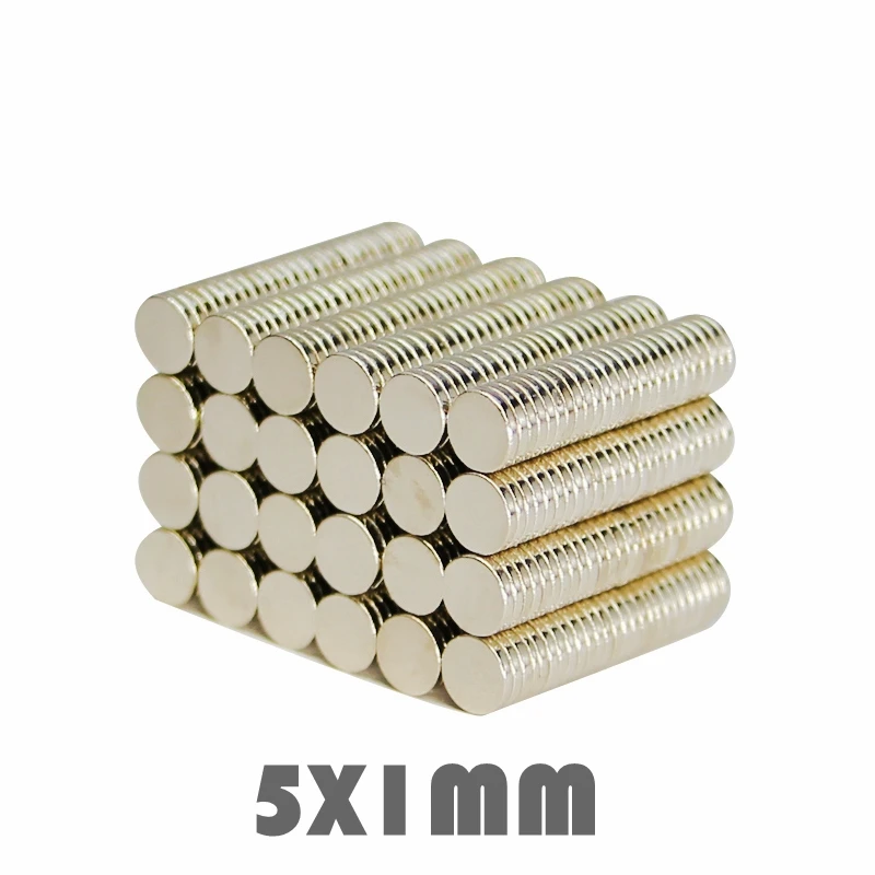 

500Pcs 5x1 mm 5*1 mm Neodymium Magnet Permanent N35 NdFeB Super Strong Powerful Small Round Magnetic Magnets Disc 5mm x 1mm