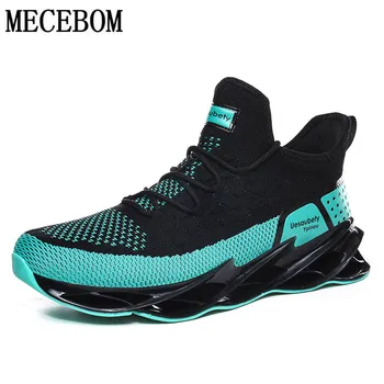 

Men Mesh Sneakers Vulcanized Shoes Big Size 39-46 Blade Spring Breathable Thick Bottom Non-slip Light Lace-up Damping Men Shoes