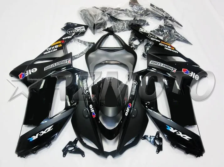 Качество OEM Новое ABS Обтекатели комплект подходит для kawasaki Ninja ZX6R 636 2007 2008 07 08 6R bodyкузов на заказ черный эльф