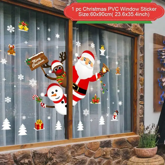 Christmas Window Stickers Merry Christmas Decorations For Home Christmas Wall Sticker Kids Room Wall Decals New Year Stickers 26