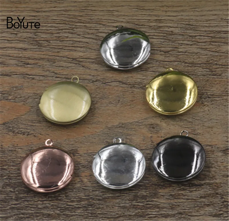 BoYuTe 10Pcs 7 Colors Plated Metal Copper Round 32MM 20MM Glossy Pendant Locket Diy Photo Locket Charms (1)