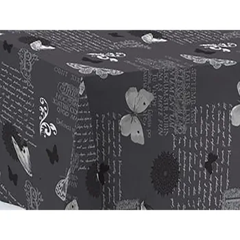 

Tablecloth Rubber "Rubber tec" with stamping's drawings from butterflies and texts about fund Grey. Composition 100% PVC