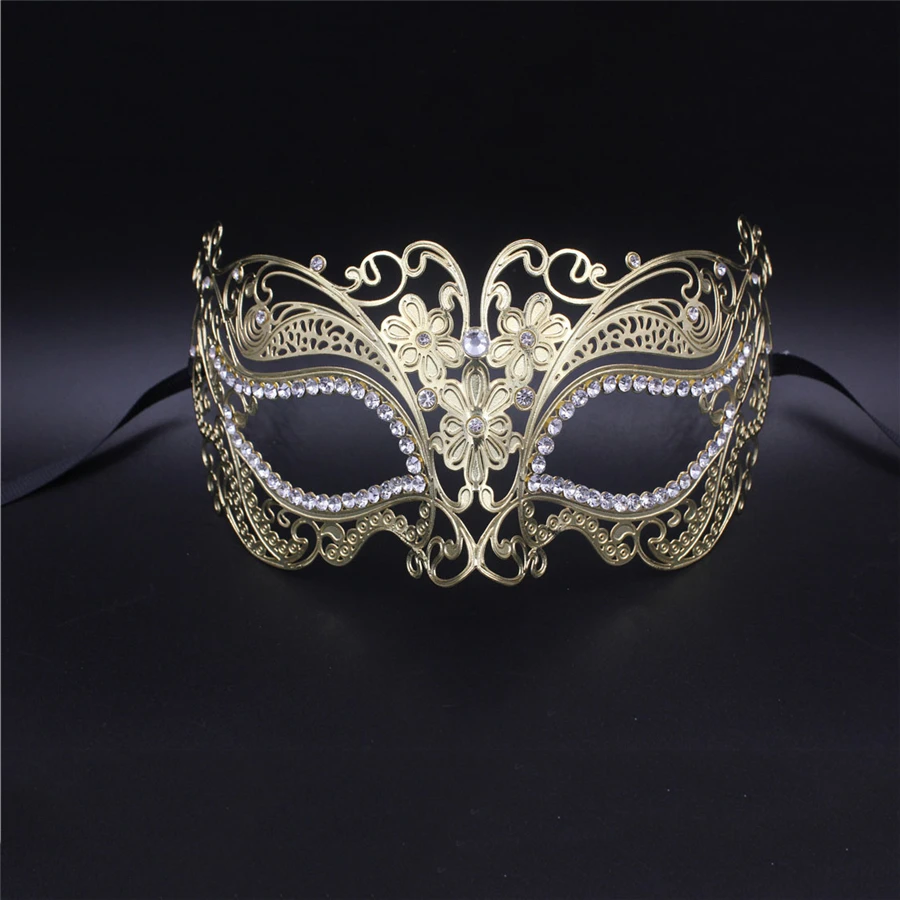 Золотой стиль металлический выполненный филигранной лазерной резкой череп Венецианская Маскарадная маска свадебное мероприятие Рождественский шар костюмированные маски - Цвет: 11