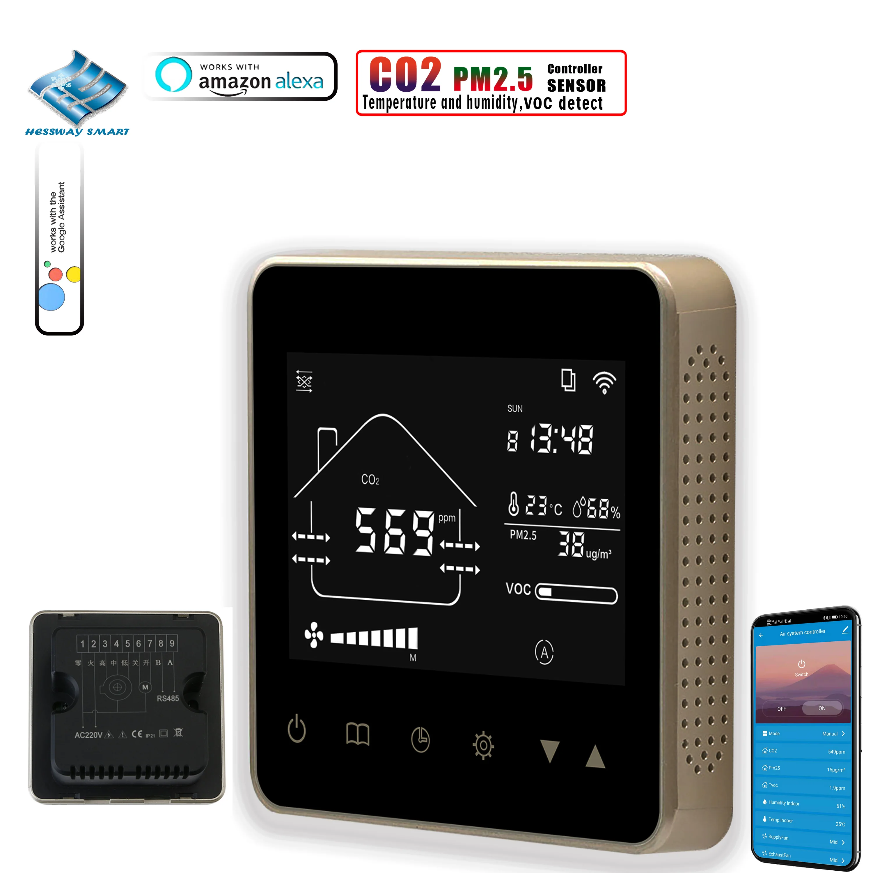 

Панель контроллера CO2 PM2.5 для освежителя воздуха, AC/EC 0-10 в
