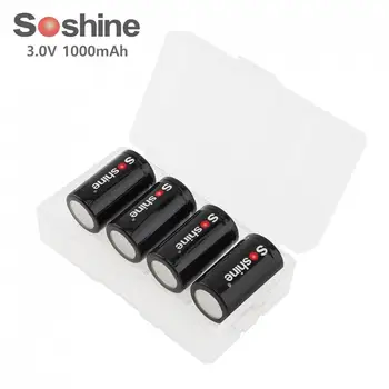 

Soshine 4Pcs 3V 1000mAh CR2 Lithium Battery with Portable Battery Box for LED Flashlights /Headlamps