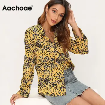 

Printed Blouse Women 2020 Leisure Turn-down Collar Office Blouse Long Sleeve Ladies Elegant Shirts Casual Loose Tops Plus Size