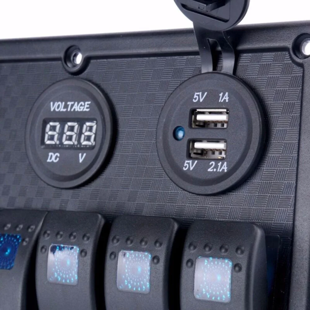 Судовая лодка 6 банд кулисный переключатель панель двойной USB 12 в 24 в водонепроницаемый синий светодиодный индикатор автомобиля Реле переключения запасные части