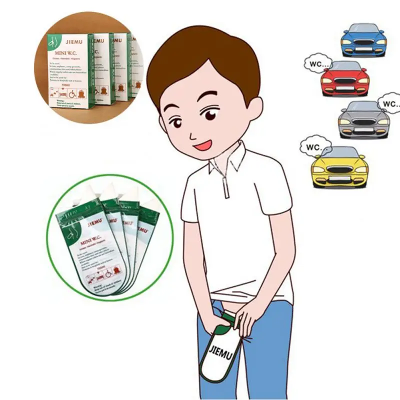 4 шт. гигиенический пакет для автомобиля мочи мешок пакеты при укачивании мини мобильные туалеты удобный унисекс одноразовый писсуар мешок