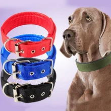 

1pc Comfortable Adjustable Nylon Strap Dog Collar For Small And Big Pet Dogs Collars 4 Color Red Bule Black Green Pet Accessory