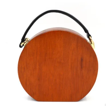 Шикарная круговая деревянная женская сумка из искусственной кожи с ручками, модная сумка-мессенджер, сумка через плечо, женская сумка на плечо с металлической цепочкой, сумочка - Цвет: dark brown